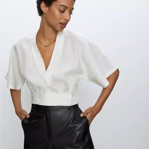 Babaton Tahoma Linen Top (Pastel Green-Yellow)